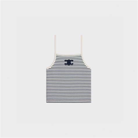 celine striped tank top runway|CELINE Triomphe tank top in striped jersey .